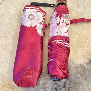 一度使用　LANVIN en Bleu ランバンオンブルー　折り畳み傘　花　赤　レディース雨傘