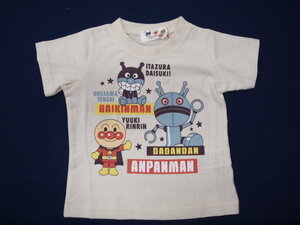 新品　80　アンパンマン半袖Ｔシャツ　アイボリー　レターパック発送（代引き不可）TA3128