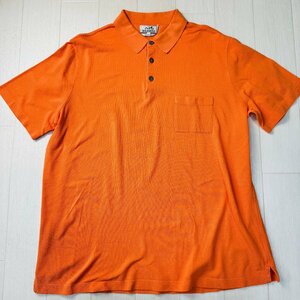 ほぼ未使用/XXXLサイズ★エルメス/HERMES 胸ロゴH 鹿子ポロシャツ 半袖シャツ Tシャツ トップス 通気性 3B オレンジ イタリア製