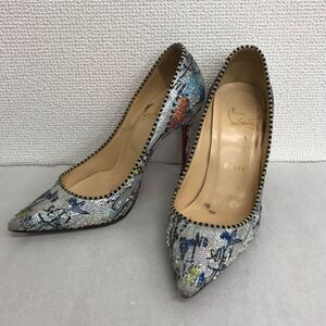 【WA34】★3000円スタート★Christian Louboutin/クリスチャンルブタン スパンコール パンプス　ヒール　35 1/2