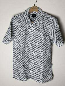 HUF FAKE NEWS SHIRT Mサイズ HUF店舗限定　ハフ　シャツ used おおよそ 着丈約71cm 肩幅約45cm 身幅約57cm 袖丈約25cm