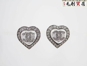 シャネル CHANEL ココマーク ハート ピアス 23B ABB632 B14143 シルバー ホワイト クリスタル 未使用 アクセサリー