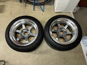 RAYS TE37V 15インチ 8J ±0 4H 114.3 ガンメタ DUNLOP DIREZZA ZⅢ 195/50R15 2本