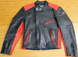 S●中古品●レディース/レザージャケット Top Rider/トップライダー Original Leather Fashion サイズ:L ブラック×レッド系 ※カビあり