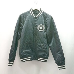 ◇ TOMMY JEANS トミージーンズ ワッペン ナイロン混 シンプル 長袖 スタジャン サイズS ブラック メンズ E