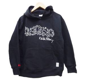 H-146-2 未使用 Keith Haring キース ヘリング キッズ パーカー 【US/XXL】18～20歳 裏起毛 ブラック 男女兼用 ユニセックス (タグ無し）