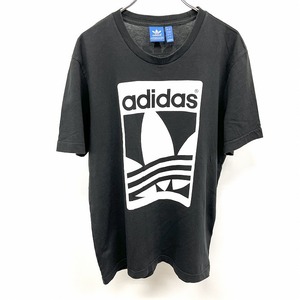 アディダス トレフォイル adidas TREFOIL Tシャツ カットソー ロゴプリント 丸首 半袖 綿100% コットン L ブラック×ホワイト 黒 メンズ