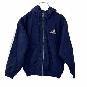 adidas ジップアップナイロンパーカー Sサイズ アディダス スポーツブランド ネイビー 古着卸 アメリカ仕入 t2203-3211