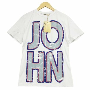 WC700E7◎4【Lサイズ】イタリア製 John Galliano ビッグロゴプリント 半袖 Tシャツ ホワイト ジョン・ガリアーノ /26▲２●