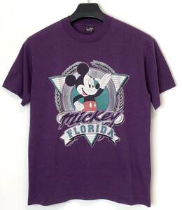 【サイズL】 ビンテージ ミッキーマウス Tシャツ USA製 FRORIDA フロリダ パープル FRUIT OF THE LOOM BEST DISNEY ディズニー