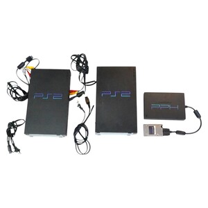 PS2本体ブラック 2台まとめ (SCPH-30000×2台) 専用HDD 現状品 動作未確認品 #R1160