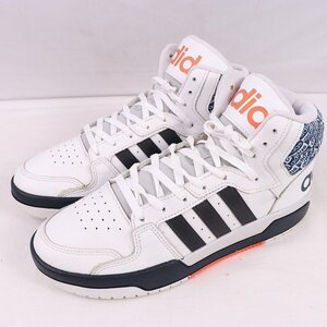 NEO ENTRAP MID 27.0cm/adidas ネオエントラップ ミッド アディダス スニーカー 白 ホワイト 黒 紺 オレンジ 中古 古着 メンズ ad5307