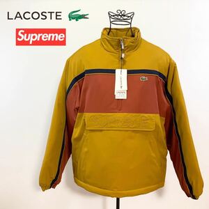 ☆未使用 ラコステ × シュプリーム 別注 中綿入り ロゴ ハーフジップ プルオーバー ジャケット size S コラボ LACOSTE Supreme