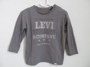 (56861)リーバイス　キッズ　男の子　長袖　プリント　Tシャツ　カットソー　グレー　36M　90㎝　USED