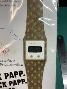 未開封 PAPPUHR PAPPWATCH ドイツ製 クォーツ時計 デジタル PA-WA007 ブラウン リーフ はっぱ