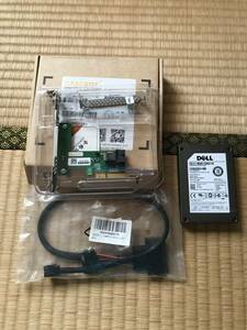 DELL EXPRESS FLASH D7D0V 350GB / micron realssd p320hのOEM / 2.5inch SFF-8639 U.2接続　@50cmしかないケーブルとアダプターセット。