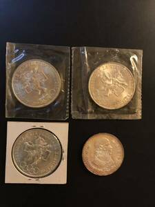 メキシコオリンピック記念 25ペソ銀貨 1968年 ３枚　メキシコ銀貨 1965年　　計4枚 まとめ　　　　5-25