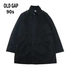 90s OLD GAP ステンカラー コート ジャケット 無地 ブラック M