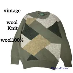 vintage wool  Knit 柄ニット　古着　3Dニット　あいみょん