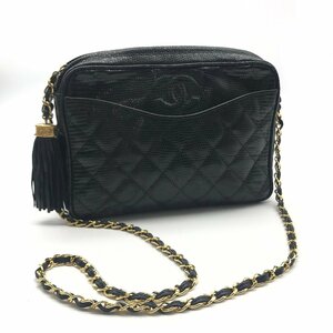 CHANEL シャネル ココマーク フリンジ 本リザード チェーン ショルダー バッグ ブラック 良品 M10434