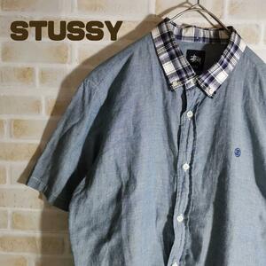 STUSSY ステューシー シャツ 半袖 シャンブレー SSリンク チェック