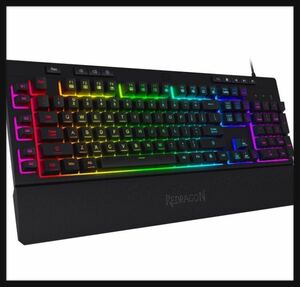 ゲーミングキーボード 有線 英字 RGB バックライト マルチメディアキー付き メンブレン キーボード Redragon K512 SHIVA 新品