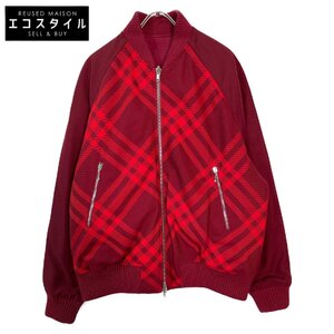 美品/国内正規 BURBERRY バーバリー 8078906 ダニエルリー期 チェック リバーシブル ブルゾン/ ジャケット L レッド/ボルドー メンズ