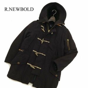 R.NEWBOLD ポールスミス 秋冬 ウール100％★ 総柄 ジップ 中綿 ダッフル コート Sz.M　メンズ ネイビー　C3T10278_B#N