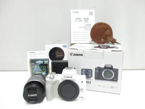 21792 カメラ祭 キャノン レンズキッド Cannon EOS Kiss M2 ホワイト 使用品 通電のみ確認済みです 詳細は画像でご確認ください