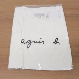 6005▲ agnes b. アニエスベー B0711MP119 ロゴ Tシャツ 白 カットソー レディース 半袖 (3(L), ホワイト)【1008】