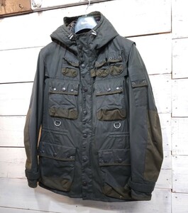 美品☆Barbour × TO KI TO ミリタリージャケット ワックス オイルド コットン ブルゾン マウンテンパーカー メンズMトキト コラボ