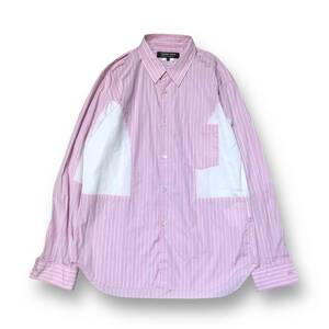 24ss COMME des GARCONS HOOME DEUX stripe shirt ストライプ シャツ サイズM ピンク ホワイト コムデギャルソンオムドゥー 店舗受取可