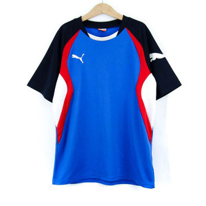 プーマ 半袖Ｔシャツ トップス バックロゴT サッカー スポーツウエア キッズ 男の子用 150サイズ 青×赤 PUMA