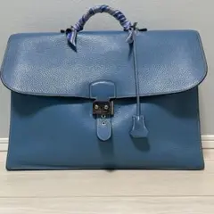 エルメスHERMES サックアデペッシュ　ビジネスバッグ ブルージーン ツイリー