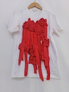 COMME des GARCONS コムデギャルソン 半袖装飾デザインカットソー S ホワイト 綿100% Short sleeve decorative design top T恤　T-shirts