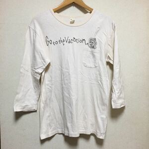 送料込 SCREEN STARS 胸ポケット付き 七分袖 Tシャツ ベージュ USED スクリーンスターズ ロンT ポケT 長袖 メンズ アメカジ 古着