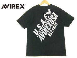 ■AVIREX■Tシャツ 黒 Lサイズ デカロゴ バックプリント ミリタリー アヴィレックス