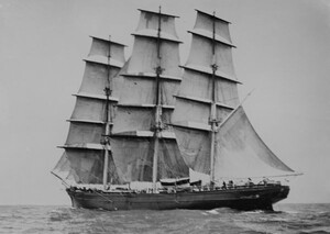 カティーサーク 1869年 帆船 ティークリッパー イギリス Cutty Sark 海 絵画風 壁紙ポスター 特大 A1版 830×585mm はがせるシール式 011A1