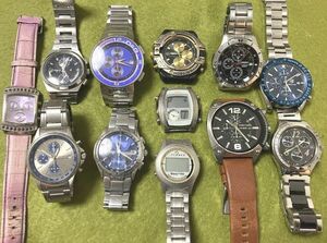 ☆美品、大型系含む CHRONOGRAPH QZ クロノグラフ、電池切れ現状 まとめて DDIEZEL SEIKO CITIZEN D&G ジャンク扱い