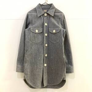 ☆Lee リー Lot03550 デニムシャツジャケット ロング丈 ショップコート グレー系 サイズM 綿100% 古着【送料一律/同梱可能】B