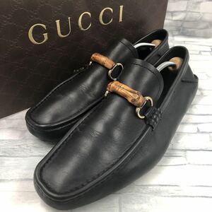 【美品/希少】GUCCI グッチ メンズ ドライビングシューズ ビットローファー スリップオン バンブー レザー 本革 ブラック 黒 43 1/2 28.5位