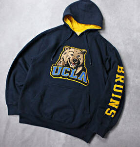 【UCLA BRUINS】ビッグロゴベアワッペン ネイビー スウェットパーカー Mサイズ カレッジプリント