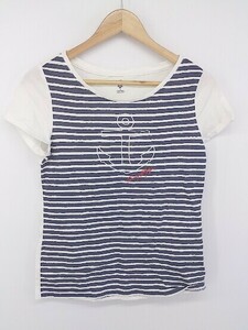 ◇ TOMMY HILFIGER トミーヒルフィガー ボーダー 半袖 Tシャツ カットソー サイズS ネイビー ホワイト系 レディース P