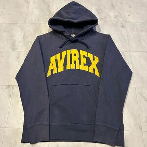 90s AVIREX アヴィレックス アーチ ロゴ プリント フェード ビンテージ プルオーバー スウェット パーカー