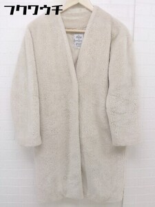 ■ B:MING LIFE STORE by BEAMS フェイクファー 長袖 ノーカラー コート サイズS ベージュ レディース