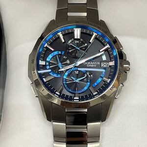 B1127【中古品】/ OCEANUS OSW-S4000-1JAF CASIO 腕時計 電波ソーラー クロノグラフ オシアナス ブラック ブルー カシオ