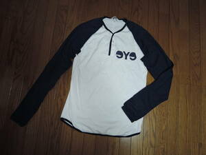 eye JUNYA WATANABE MAN ジュンヤワタナベ ヘンリーネック ロンTシャツ M 白紺 ラグラン カットソー eye 胸ロゴ LOGO /