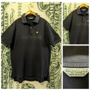 90s ビンテージ 廃盤 USA製 BrooksBrothers GoldenFleece 半袖ポロシャツ 1990年代■サイズ表記L ネイビー 紺 ブルックスブラザーズ 古着 