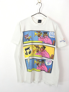 レディース 古着 90s USA製 トランペット 3コマ漫画 アート プリント Tシャツ L 古着