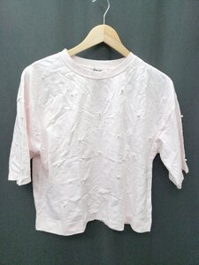 ◇ ◎ ●未使用● Shelly island シェリーアイランド パール 半袖 Tシャツ カットソー サイズF ピンク レディース P